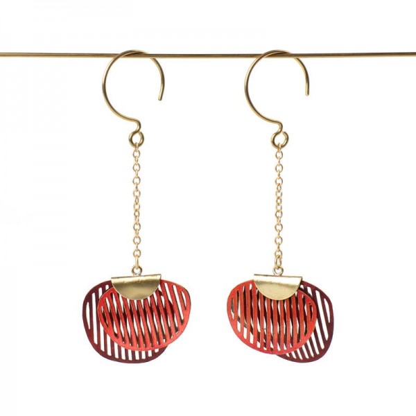 Pendientes largos algas rojos Pendientes largos algas rojos