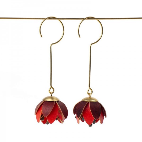 Pendientes campanillas largos rojos Pendientes campanillas largos rojos