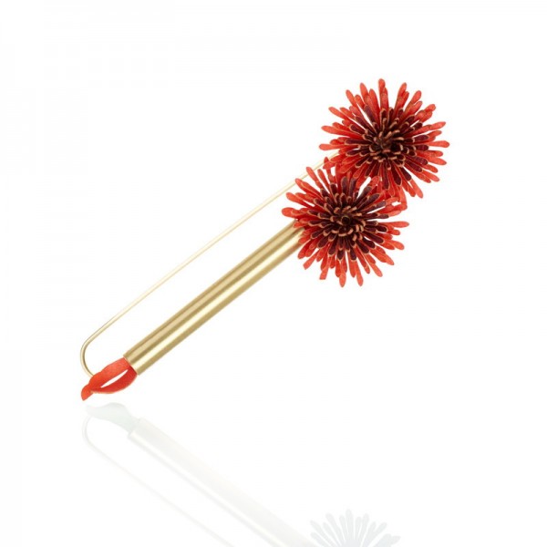 Broche Anémona tubo rojo Broche Anémona tubo rojo