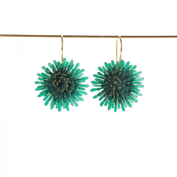 Pendiente Anémona 1 corto turquesa