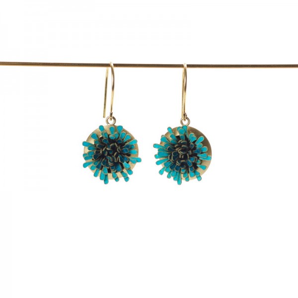 Pendiente Anémona 2 corto azul