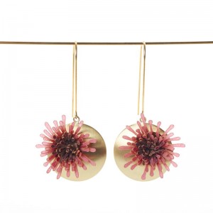 Pendiente Anémona 3 largo malva