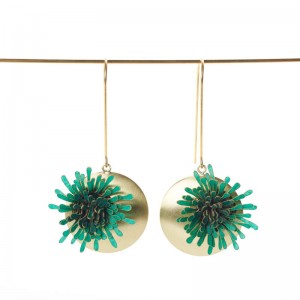 Pendiente Anémona 3 largo turquesa