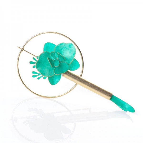 Broche Orquídea Aro Turquesa Broche Orquídea Aro Turquesa