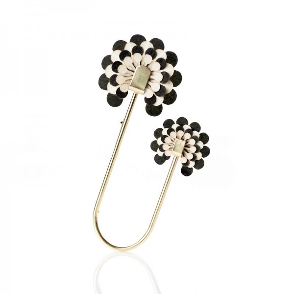 Broche Paipai 2 flores Negro Broche Paipai 2 flores Negro